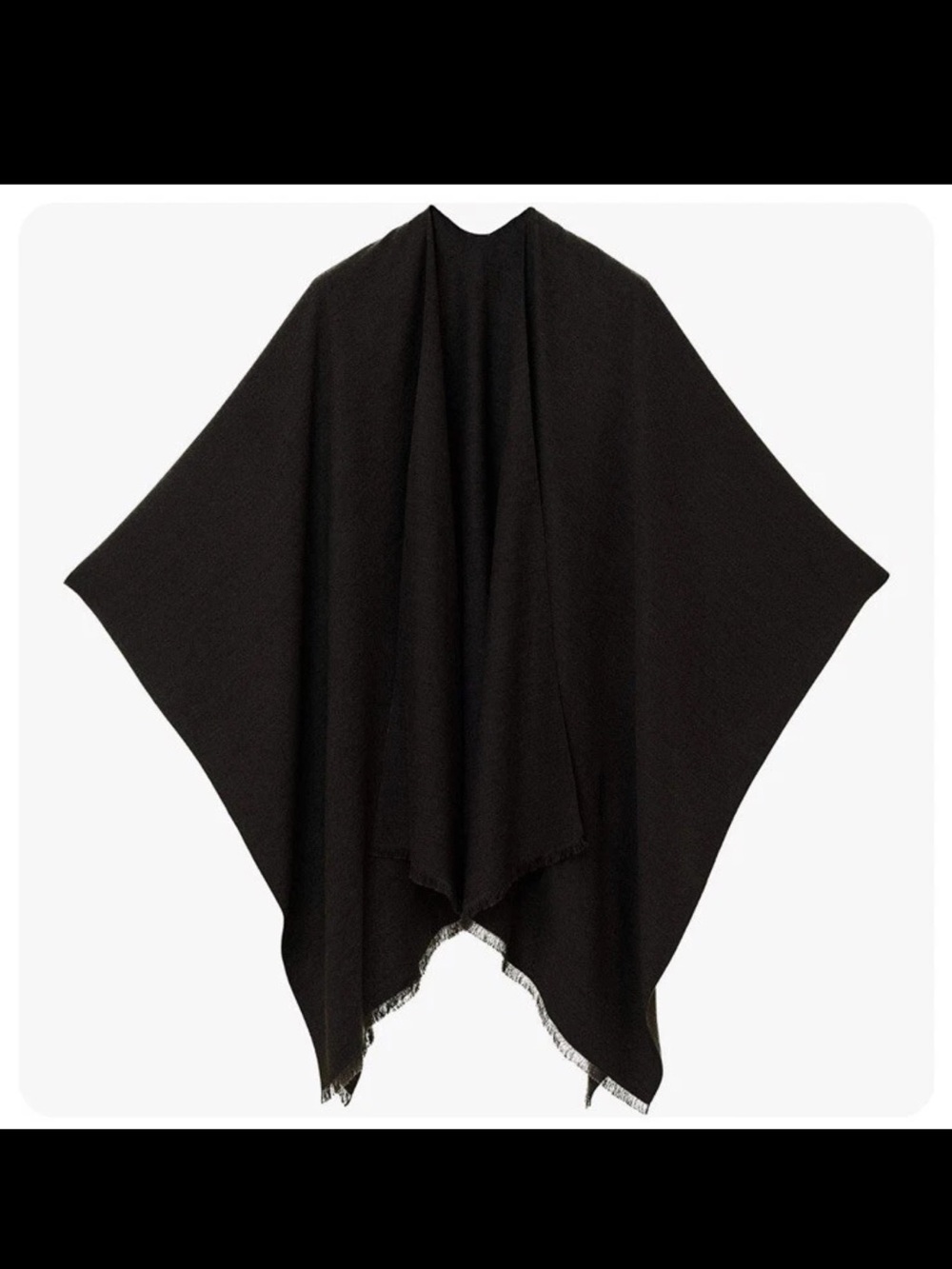 MELIFLUOS Women's Black Poncho Shawl Wrap Cape Reversible Open Front SPAIN